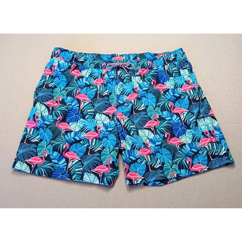 Member's Mark Men's‎ Resort Swim Trunk Size XL Flamingo Tropical Palm Leafs